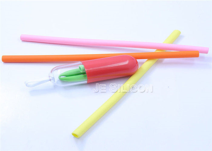 10g Flexible Silicone Straws , Extra Long Silicone Straws With Cleaning Brushes